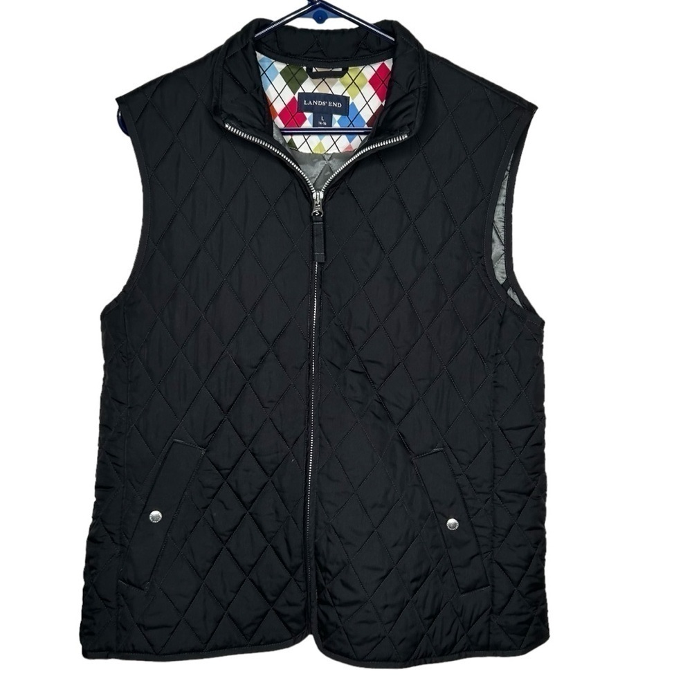 Lands’ End Women’s Quilted Vest Size Large (14/16) Black